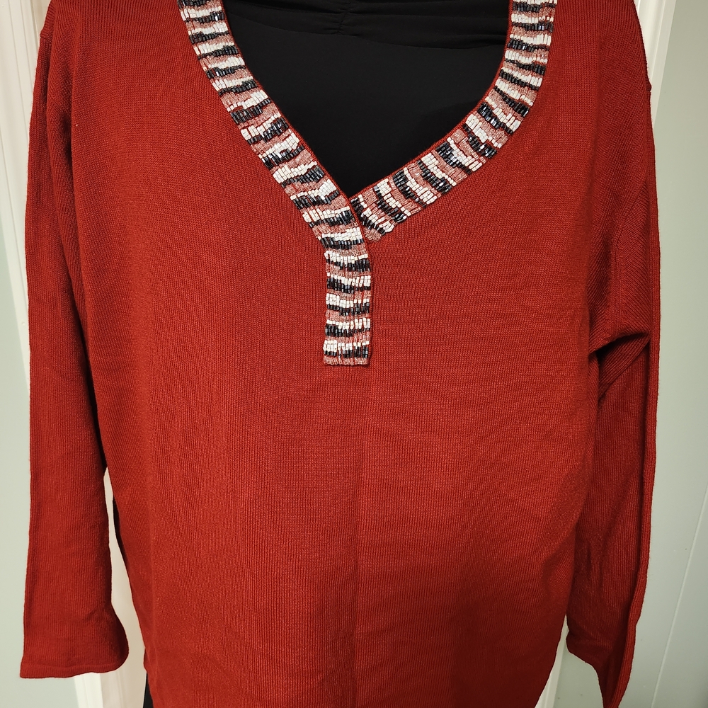 Jenny Yoo Red Tunic with Black and White Trim